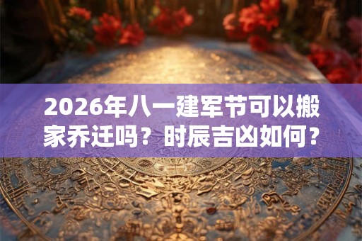 2026年八一建军节可以搬家乔迁吗?时辰吉凶如何? 2026年八一建军节可以搬家乔迁吗?时辰吉凶如何?
