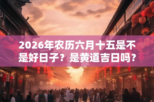 2026年农历六月十五是不是好日子?是黄道吉日吗? 2026年农历六月十五是不是好日子?是黄道吉日吗?
