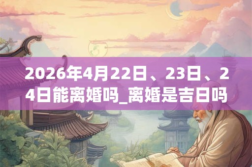 2026年4月22日、23日、24日能离婚吗_离婚是吉日吗