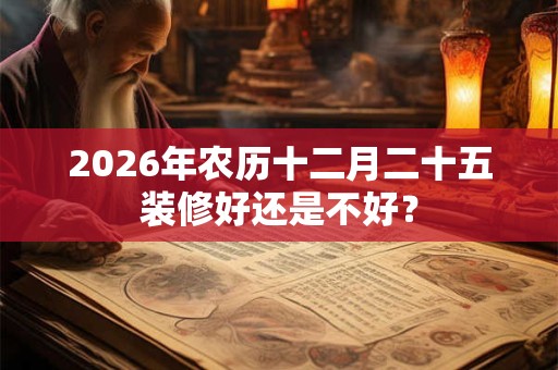 2026年农历十二月二十五装修好还是不好？