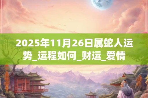 2025年11月26日属蛇人运势_运程如何_财运_爱情