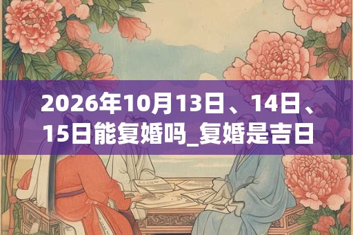 2026年10月13日、14日、15日能复婚吗_复婚是吉日吗