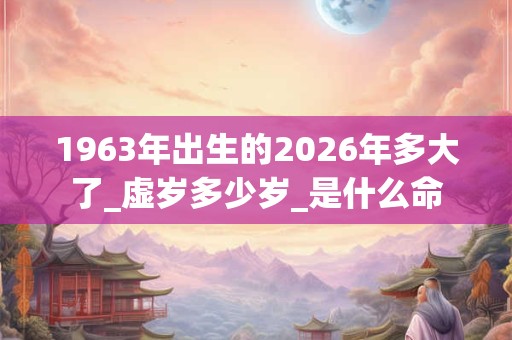 1963年出生的2026年多大了_虚岁多少岁_是什么命 1963年出生的2026年多大了_虚岁多少岁_是什么命