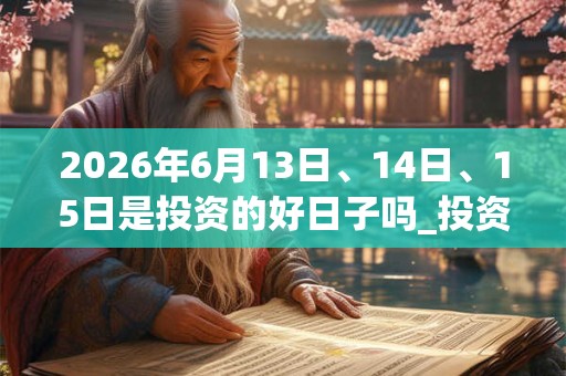 2026年6月13日、14日、15日是投资的好日子吗_投资可以吗 2026年6月13日、14日、15日是投资的好日子吗_投资可以吗