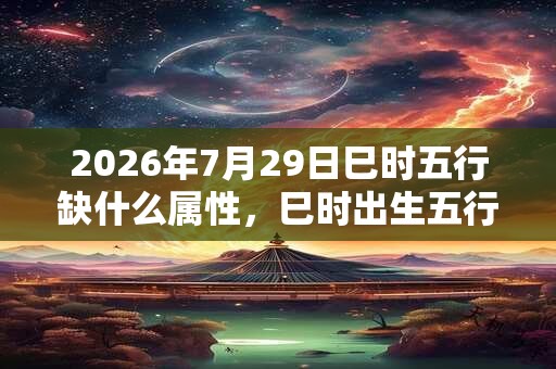 2026年7月29日巳时五行缺什么属性，巳时出生五行缺什么