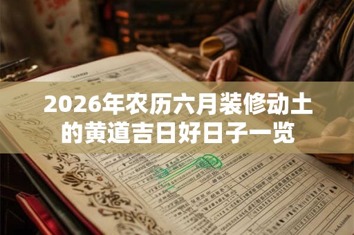 2026年农历六月装修动土的黄道吉日好日子一览 2026年农历六月装修动土的黄道吉日好日子一览