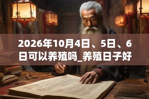 2026年10月4日、5日、6日可以养殖吗_养殖日子好吗