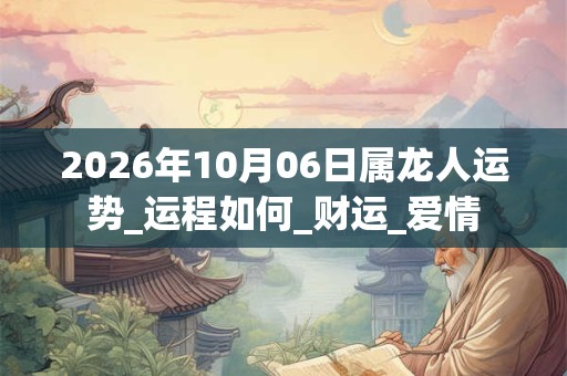 2026年10月06日属龙人运势_运程如何_财运_爱情