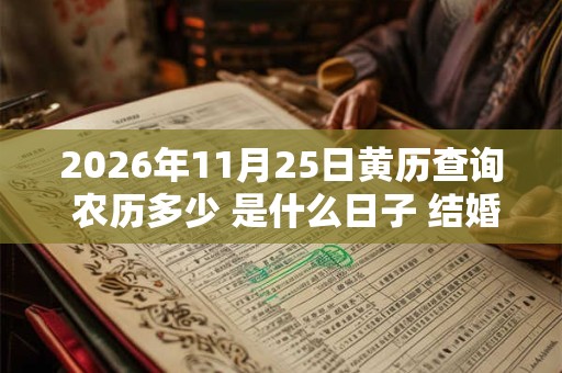 2026年11月25日黄历查询 农历多少 是什么日子 结婚吉时 2026年11月25日黄历查询 农历多少 是什么日子 结婚吉时
