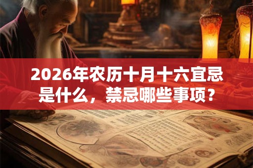 2026年农历十月十六宜忌是什么,禁忌哪些事项? 2026年农历十月十六宜忌是什么,禁忌哪些事项?