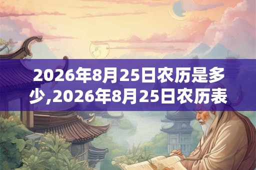 2026年8月25日农历是多少,2026年8月25日农历表 2026年8月25日农历是多少,2026年8月25日农历表