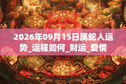 2026年09月15日属蛇人运势_运程如何_财运_爱情 2026年09月15日属蛇人运势_运程如何_财运_爱情