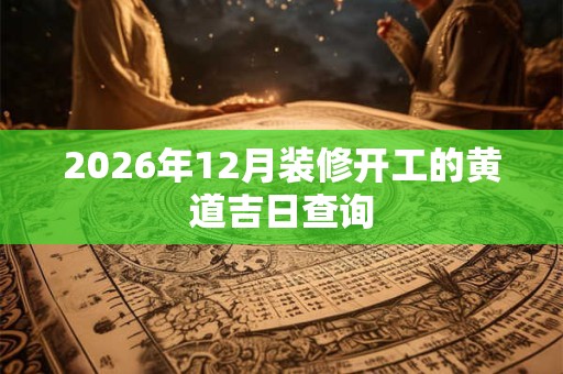 2026年12月装修开工的黄道吉日查询 2026年12月装修开工的黄道吉日查询
