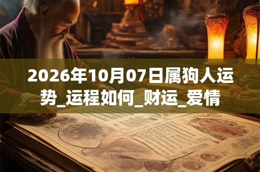 2026年10月07日属狗人运势_运程如何_财运_爱情 2026年10月07日属狗人运势_运程如何_财运_爱情