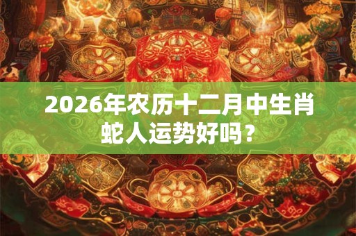 2026年农历十二月中生肖蛇人运势好吗？