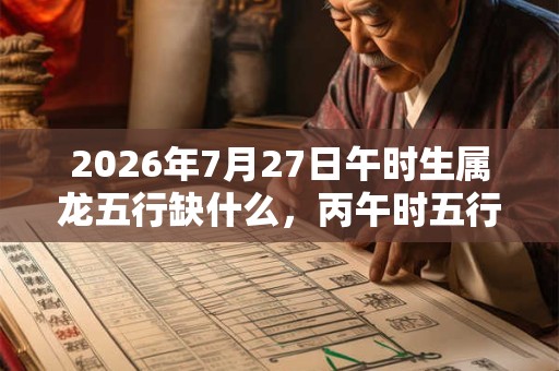 2026年7月27日午时生属龙五行缺什么，丙午时五行缺什么