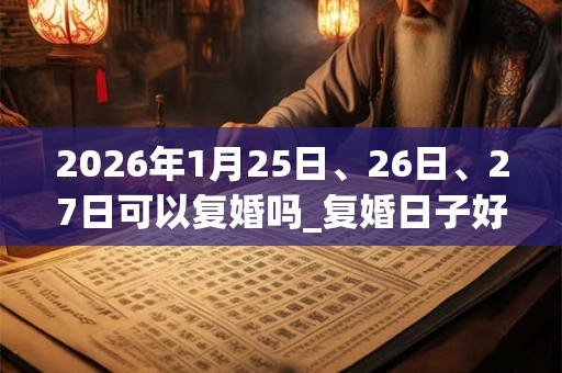 2026年1月25日、26日、27日可以复婚吗_复婚日子好吗