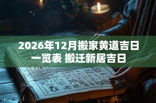 2026年12月搬家黄道吉日一览表 搬迁新居吉日