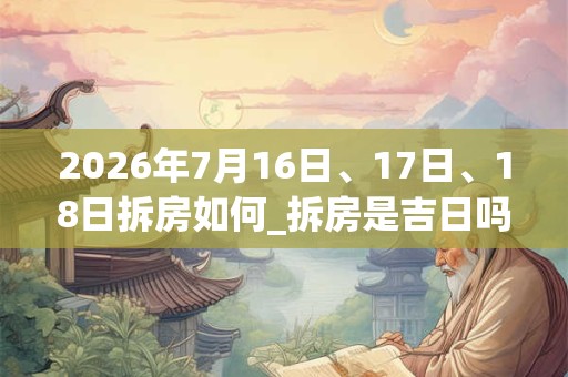 2026年7月16日、17日、18日拆房如何_拆房是吉日吗