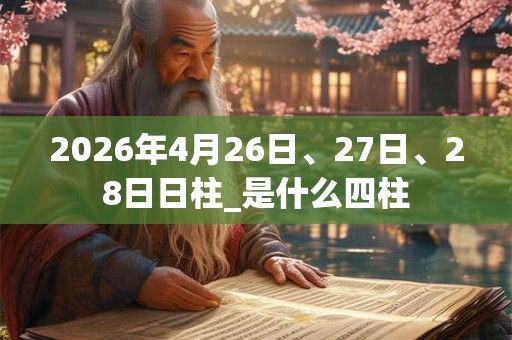 2026年4月26日、27日、28日日柱_是什么四柱 2026年4月26日、27日、28日日柱_是什么四柱