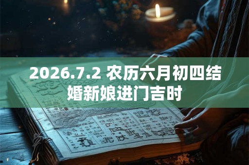 2026.7.2 农历六月初四结婚新娘进门吉时 2026.7.2 农历六月初四结婚新娘进门吉时