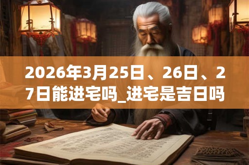 2026年3月25日、26日、27日能进宅吗_进宅是吉日吗 2026年3月25日、26日、27日能进宅吗_进宅是吉日吗