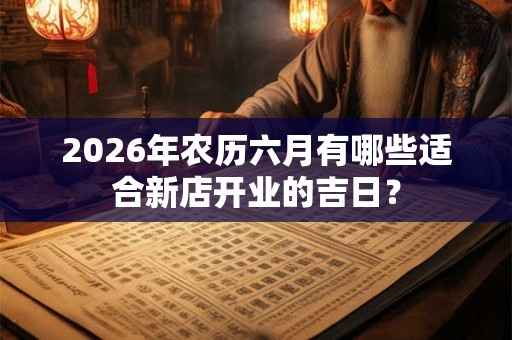 2026年农历六月有哪些适合新店开业的吉日? 2026年农历六月有哪些适合新店开业的吉日?