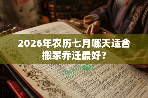 2026年农历七月哪天适合搬家乔迁最好？