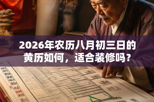2026年农历八月初三日的黄历如何，适合装修吗？