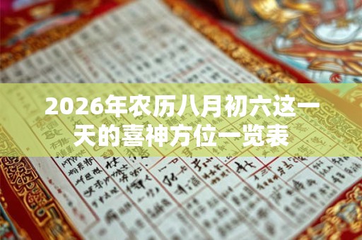 2026年农历八月初六这一天的喜神方位一览表 2026年农历八月初六这一天的喜神方位一览表