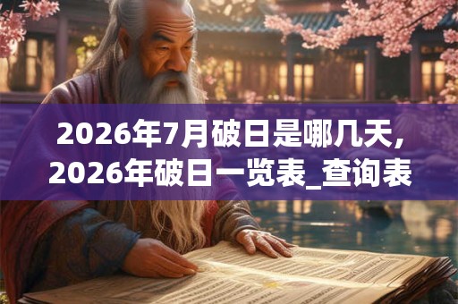 2026年7月破日是哪几天,2026年破日一览表_查询表