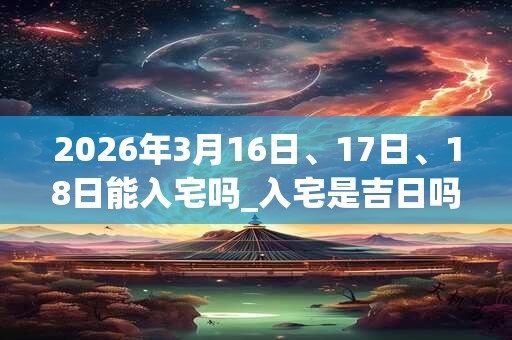 2026年3月16日、17日、18日能入宅吗_入宅是吉日吗