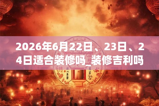 2026年6月22日、23日、24日适合装修吗_装修吉利吗 2026年6月22日、23日、24日适合装修吗_装修吉利吗