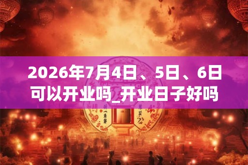 2026年7月4日、5日、6日可以开业吗_开业日子好吗