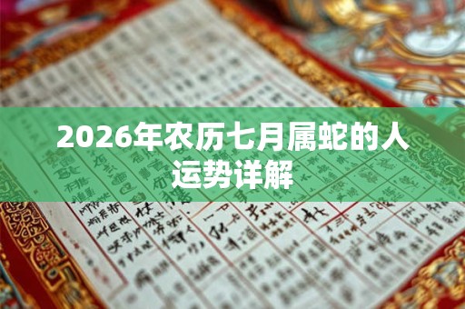 2026年农历七月属蛇的人运势详解