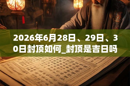 2026年6月28日、29日、30日封顶如何_封顶是吉日吗
