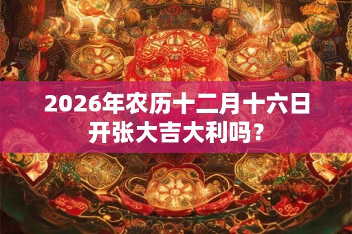 2026年农历十二月十六日开张大吉大利吗? 2026年农历十二月十六日开张大吉大利吗?