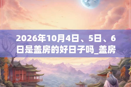 2026年10月4日、5日、6日是盖房的好日子吗_盖房可以吗