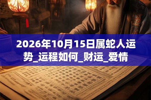 2026年10月15日属蛇人运势_运程如何_财运_爱情
