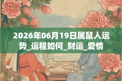 2026年06月19日属鼠人运势_运程如何_财运_爱情 2026年06月19日属鼠人运势_运程如何_财运_爱情