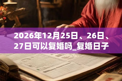 2026年12月25日、26日、27日可以复婚吗_复婚日子好吗