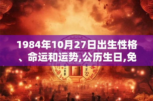 1984年10月27日出生性格、命运和运势,公历生日,免费算命