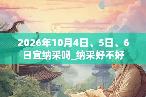2026年10月4日、5日、6日宜纳采吗_纳采好不好 2026年10月4日、5日、6日宜纳采吗_纳采好不好