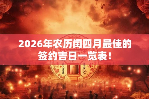 2026年农历闰四月最佳的签约吉日一览表! 2026年农历闰四月最佳的签约吉日一览表!