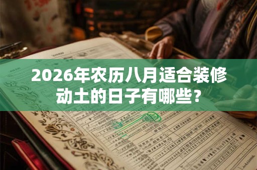 2026年农历八月适合装修动土的日子有哪些？