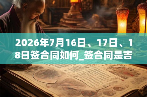 2026年7月16日、17日、18日签合同如何_签合同是吉日吗 2026年7月16日、17日、18日签合同如何_签合同是吉日吗
