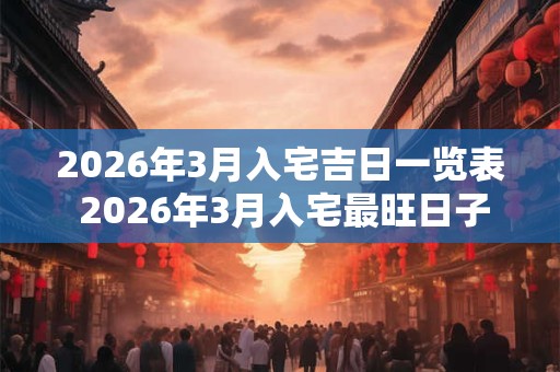 2026年3月入宅吉日一览表 2026年3月入宅最旺日子