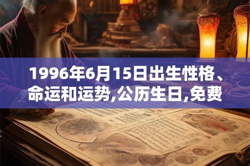 1996年6月15日出生性格、命运和运势,公历生日,免费算命 1996年6月15日出生性格、命运和运势,公历生日,免费算命