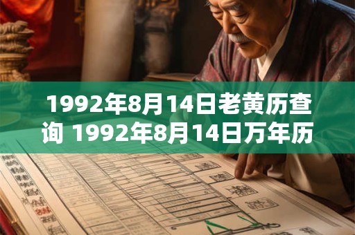 1992年8月14日老黄历查询 1992年8月14日万年历黄道吉日