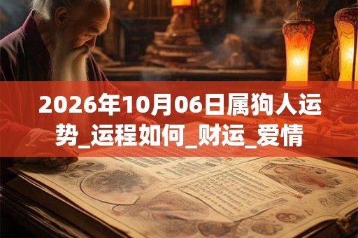 2026年10月06日属狗人运势_运程如何_财运_爱情 2026年10月06日属狗人运势_运程如何_财运_爱情